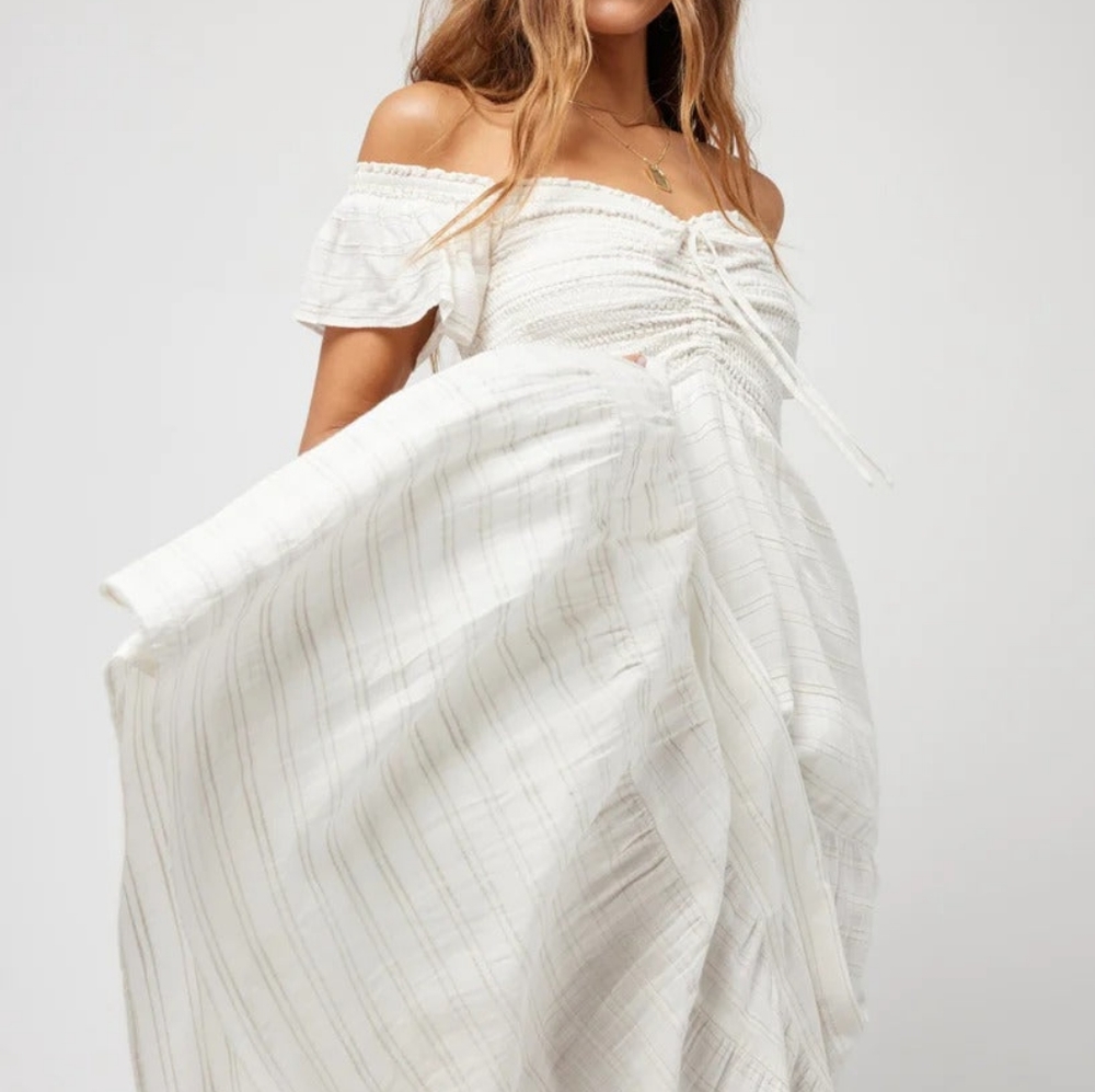 L*Space Lucia Coverup Beach Maxi Dress Cream - Picture 4 of 8